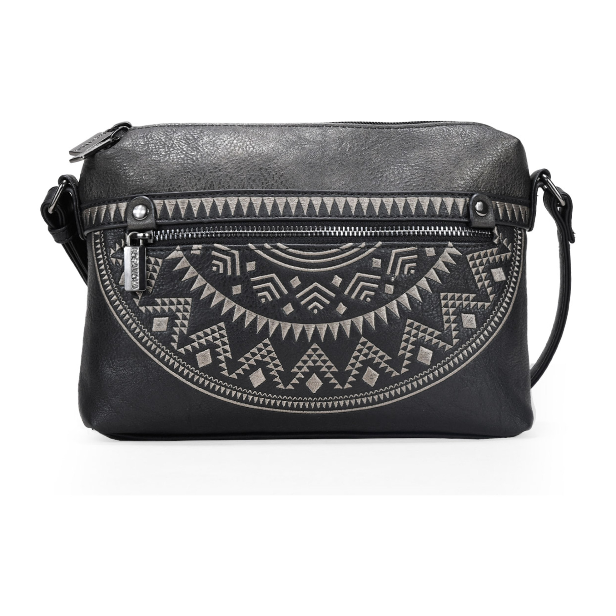 Bolso bandolera negro con doble cremallera