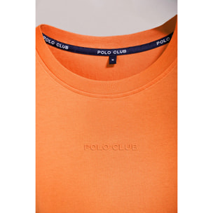 Camiseta Surfer loose fit naranja suave con logo minimal engomado Polo Club