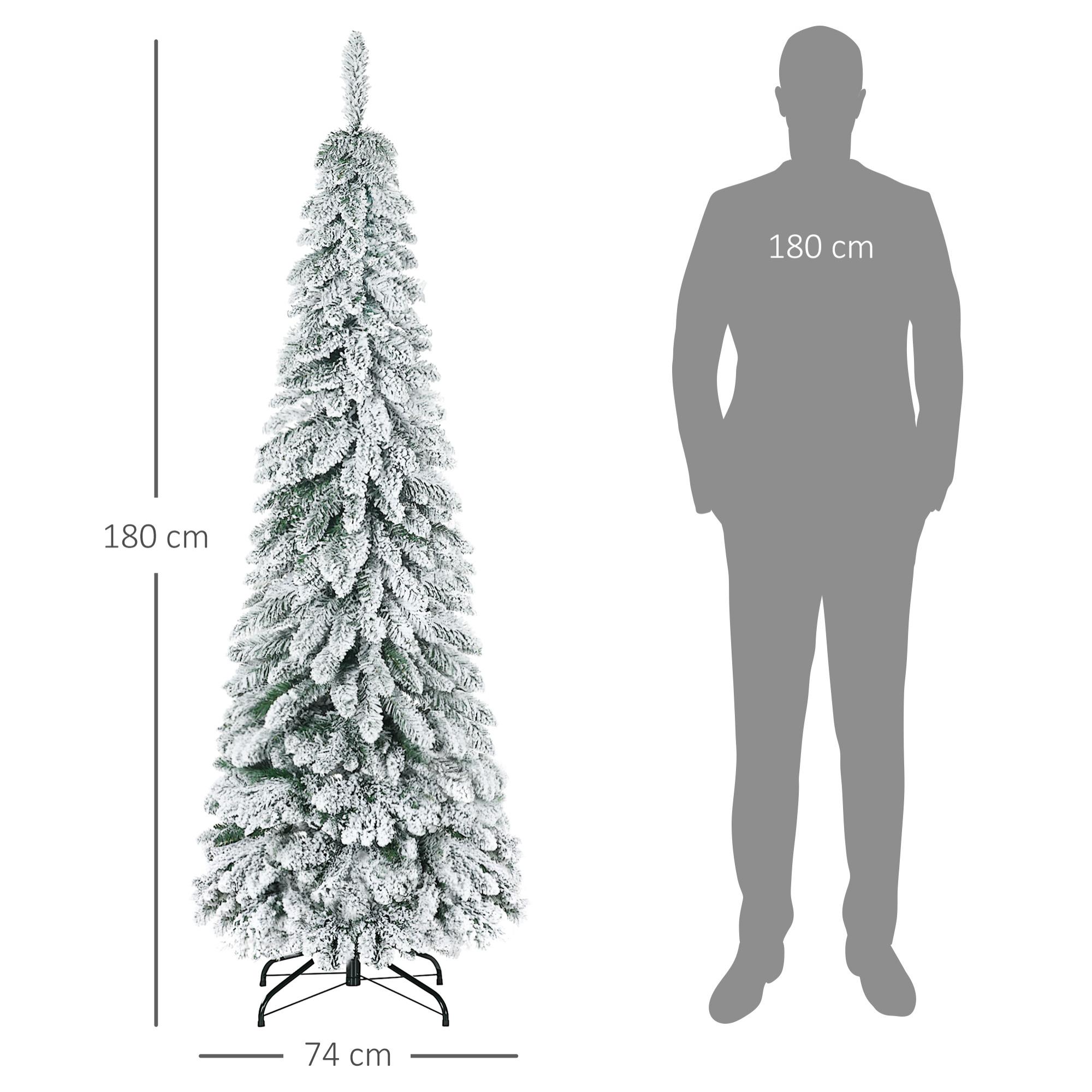 Árbol de Navidad Artificial 180 cm Árbol de Navidad Nevado con 523 Ramas Soporte de Acero Plegable Decoración para Hogar Fiestas Verde