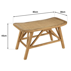 AMY - Banc 1 place en bois de mindi et rotin naturel AMY