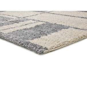HELIA Alfombra shaggy geométrica en tonos beige y gris, varias medidas disponibles