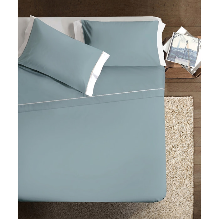 Completo letto Double-Color 1 Piazza e mezza Petrolio/Bianco