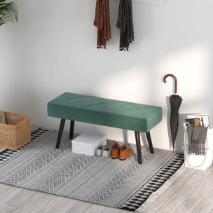 Taburete Pie de Cama Multifuncional Banco Pie de Cama Moderno Banco Dormitorio con Pies de Acero y Asiento Acolchado Carga 120 kg para Entrada Pasillo 100x36x45 cm Verde