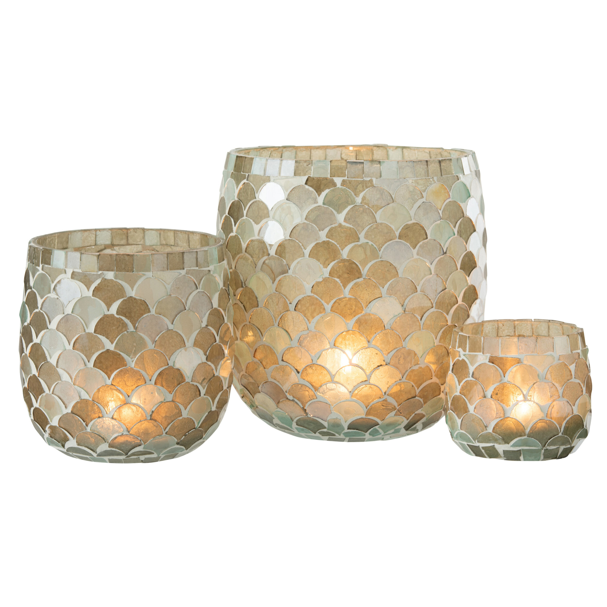 J-Line photophore Mosaique - verre - bleu - large