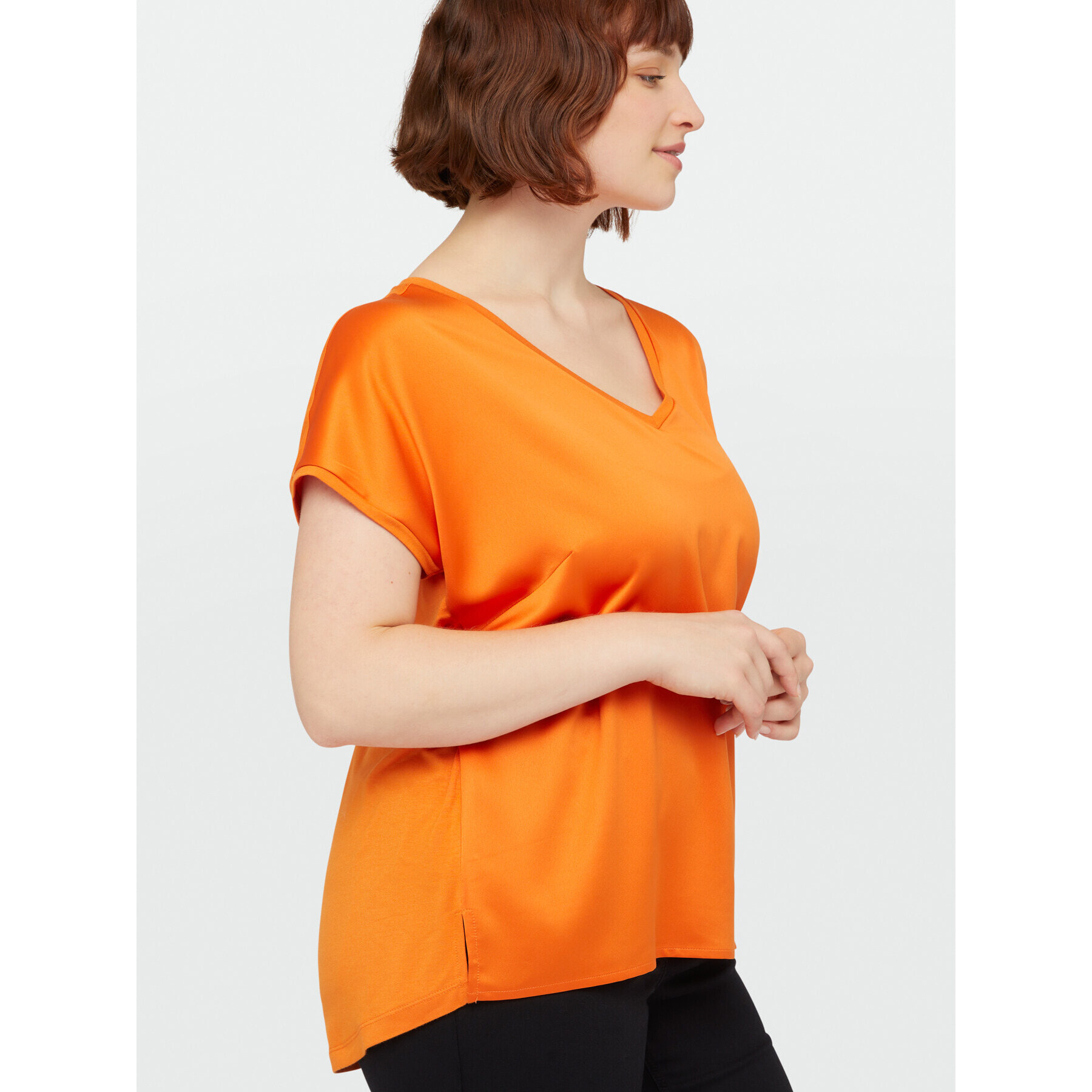 Fiorella Rubino - Camiseta de raso y tejido de punto - Naranja sol