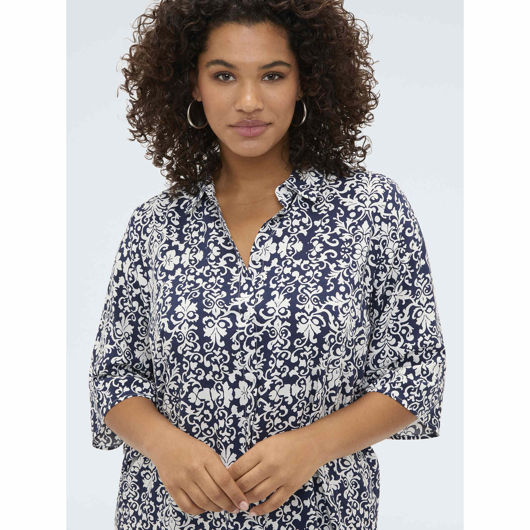 Fiorella Rubino - Vestido camisero de viscosa con estampado - Azul