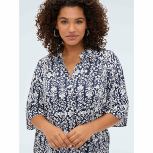 Fiorella Rubino - Vestido camisero de viscosa con estampado - Azul