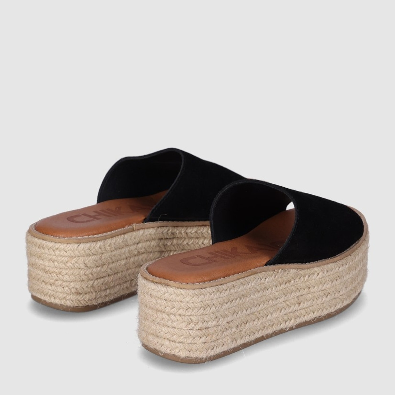 Sandalias de Serraje - Negro - Tacón: 6 cm