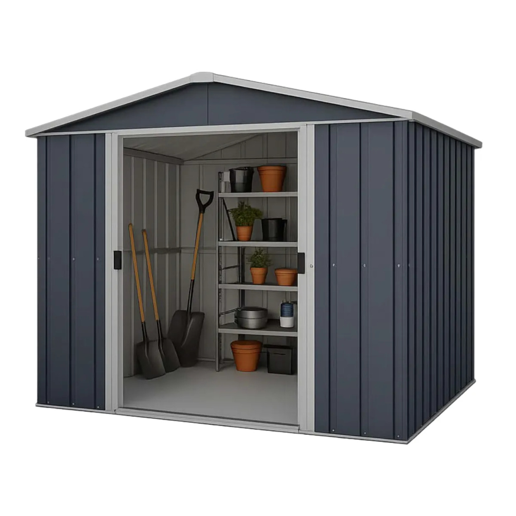 Abri de jardin métal gris Yardmaster 5,3 m² + kit d'ancrage