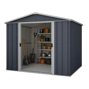 Abri de jardin métal gris Yardmaster 5,3 m² + kit d'ancrage