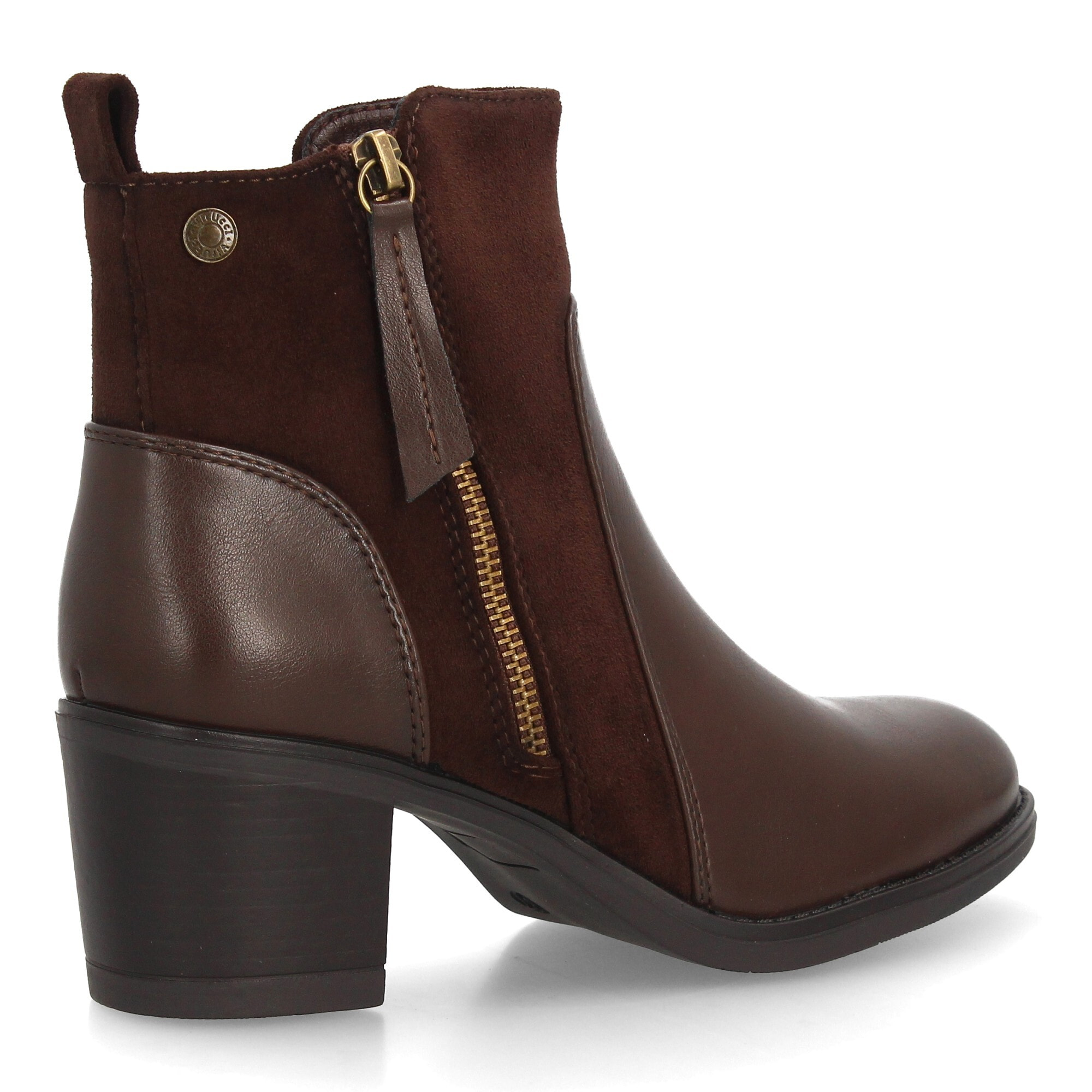 Botines mujer combinados con distintas texturas y cremallera lateral