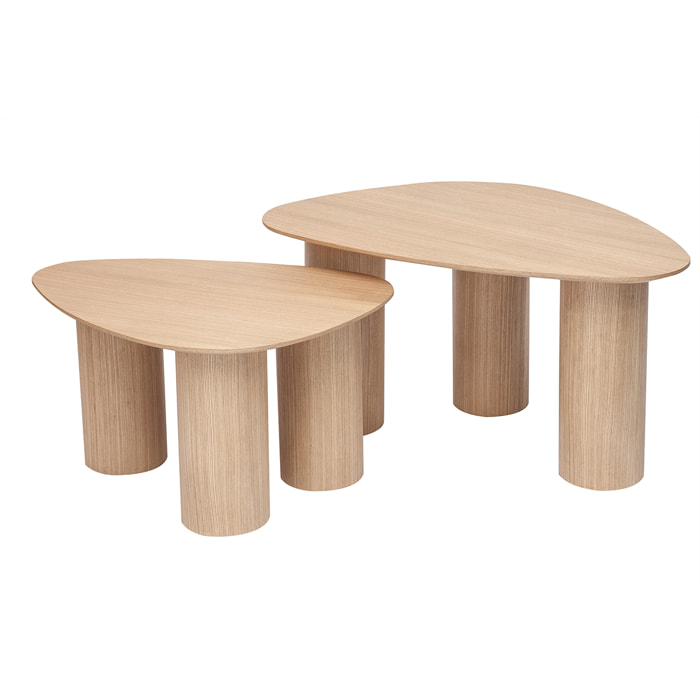 Tables basses gigognes design en bois clair (lot de 2) FOLEEN