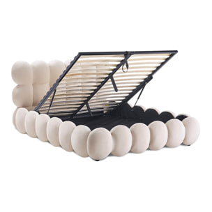 Lit coffre velours beige 2 places