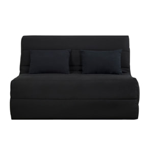 Banquette convertible Salma, matelas Simmons, 140 x 190 cm, 2 coussins offerts, noir