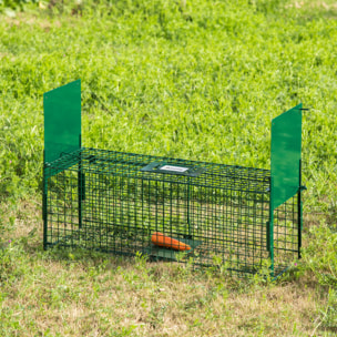 Trampa para Animales Vivos con 2 Puertas Asa para Conejos Visones 80x25x30 cm