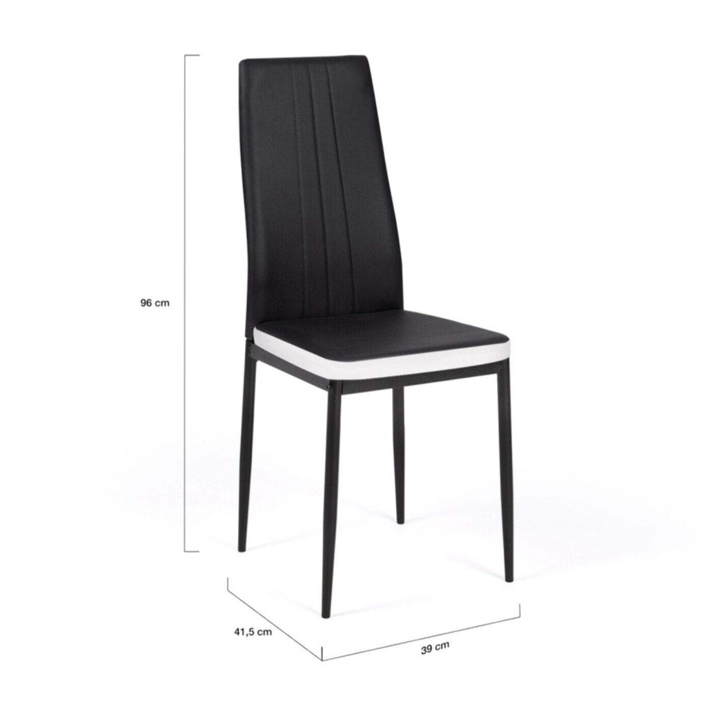 Chaises Jodie imitation cuir et pieds métal - Noir - Blanc