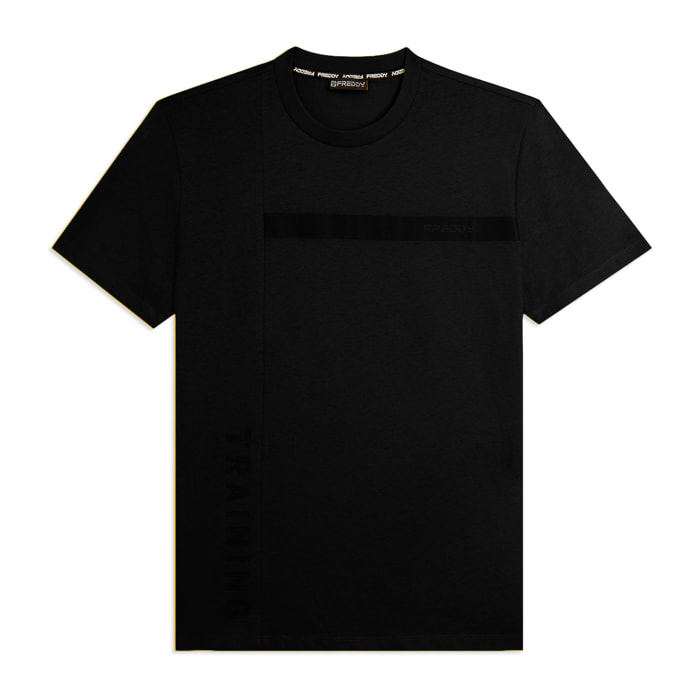 T-shirt in jersey con stampa logo tono su tono