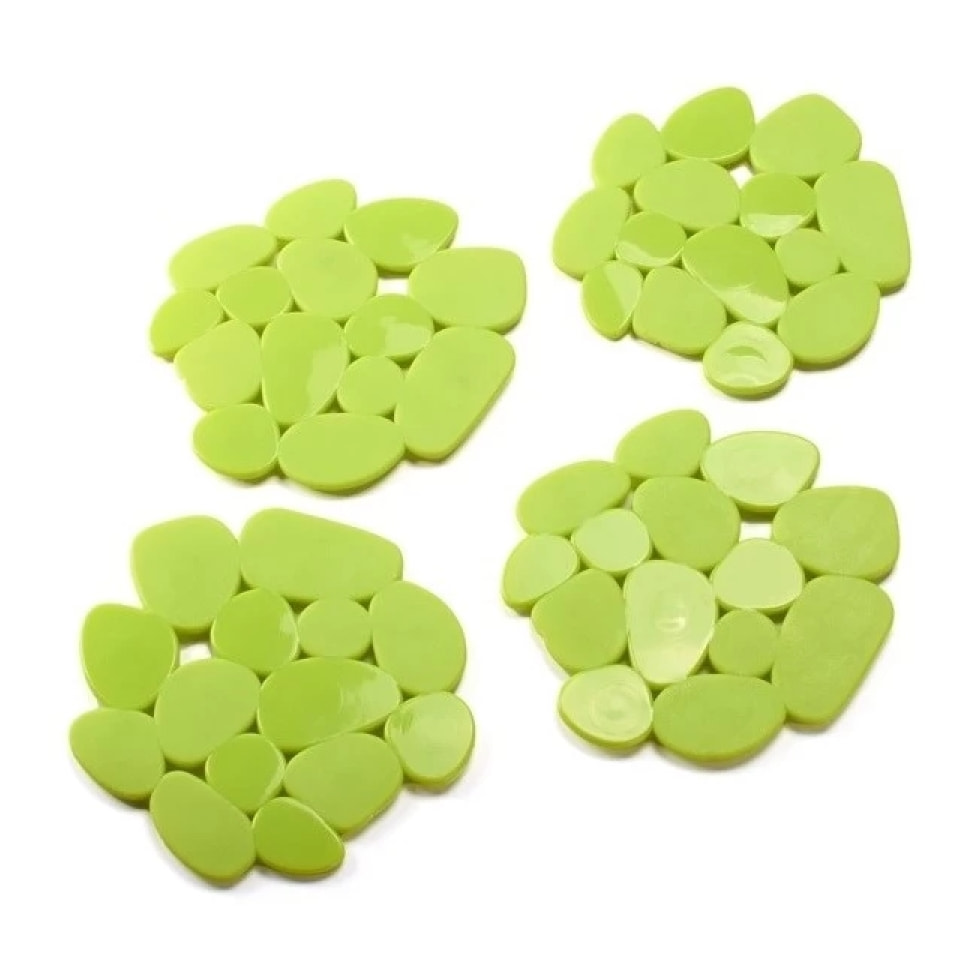 Lot de 4 Tapis antiderapants de douche ou baignoire PVC GALETS 12x13cm Vert Anis MSV