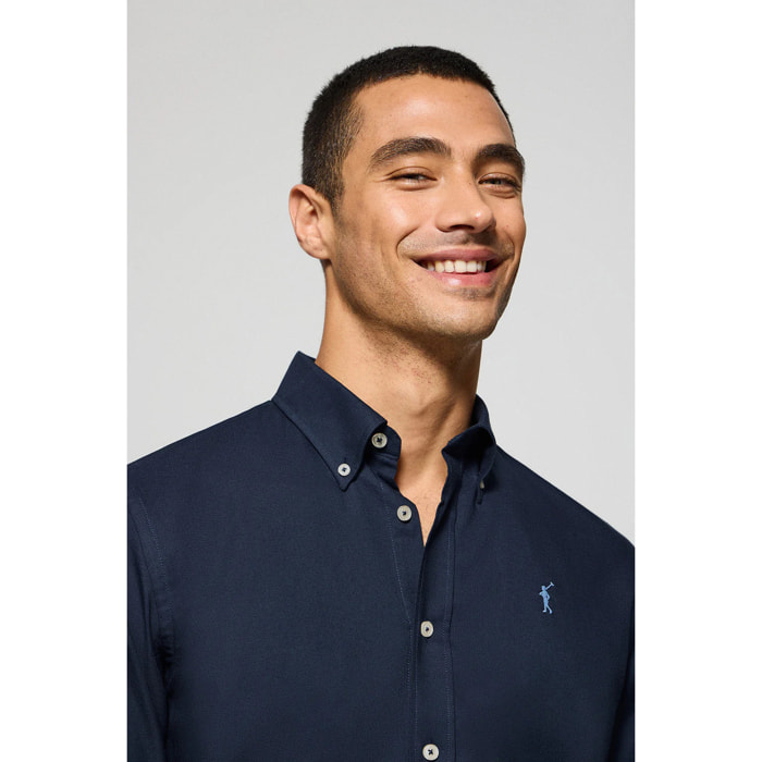 Camicia oxford blu marino con logo Rigby Go ricamato