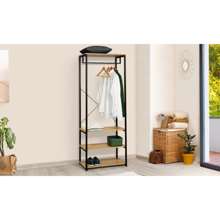 Dressing Memphis avec penderie et étagères 60x167cm