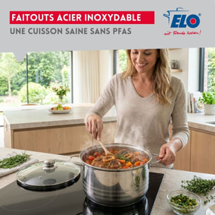 Set de 2 poêles inox, couvercle verre, 3 faitouts inox et 6 ustensiles RPET Fackelmann Geneva