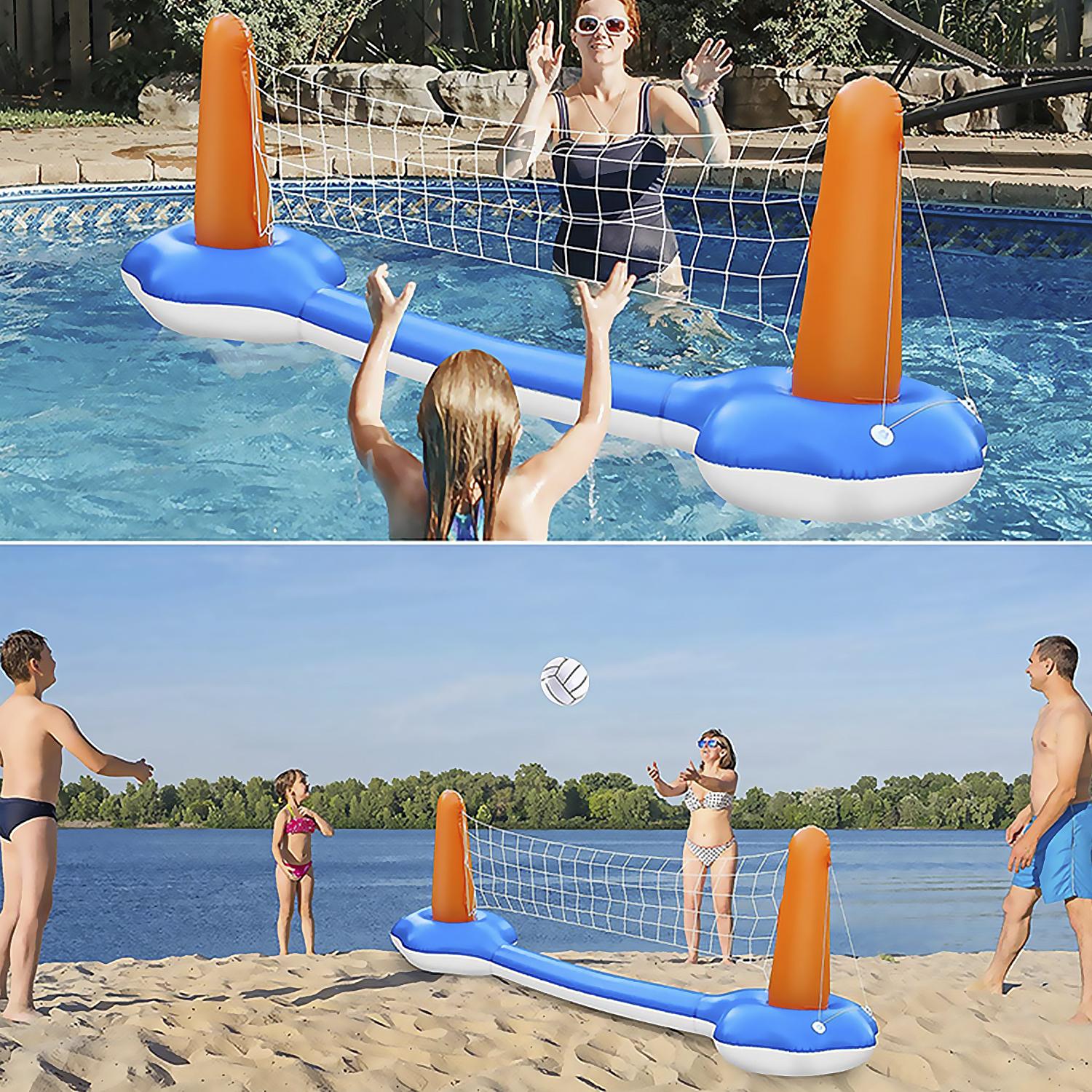 Juego de hinchables voleibol y baloncesto, para piscina y exteriores.