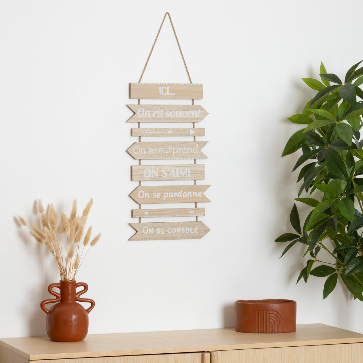Déco murale à suspendre - bois - 30x74 cm