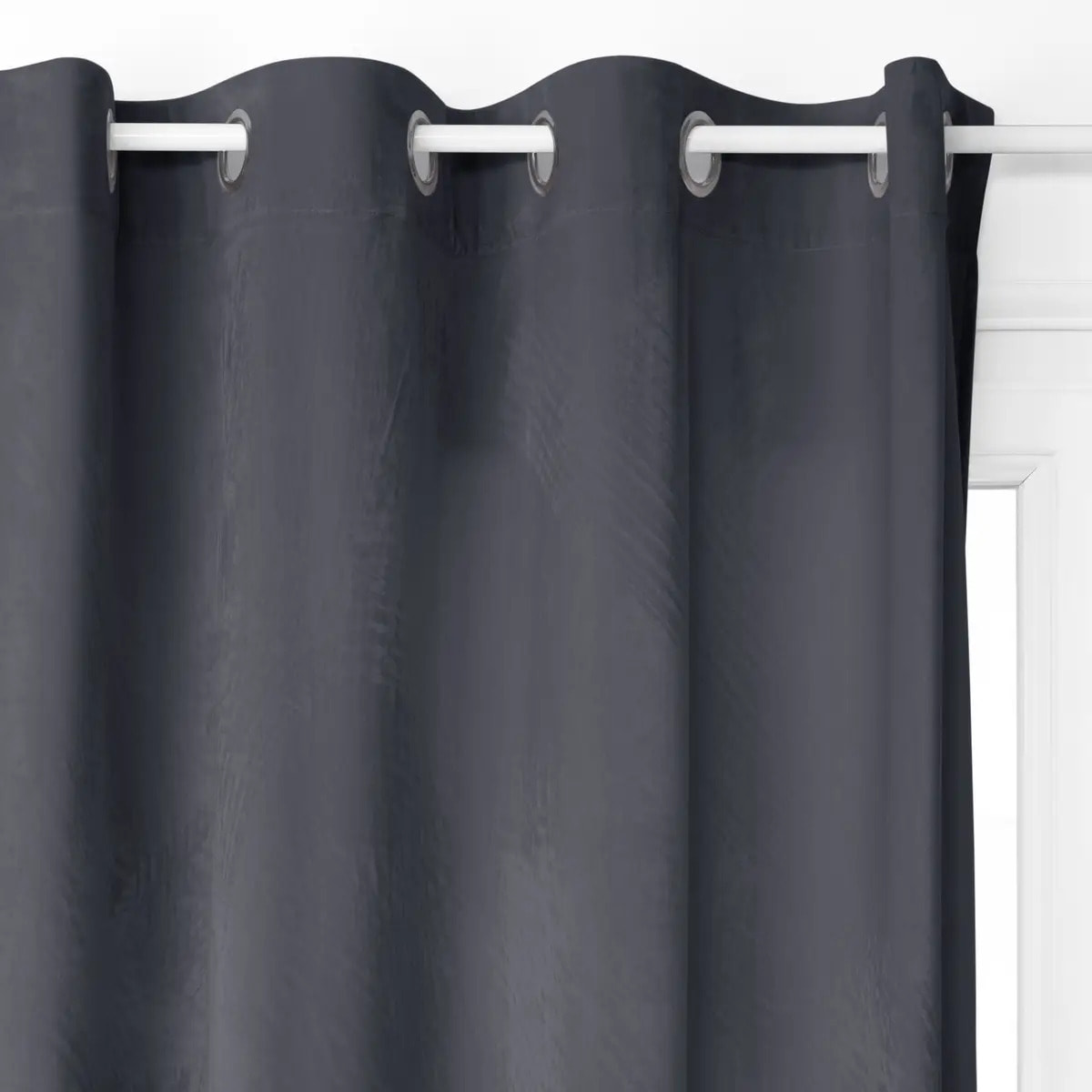 Rideau occultant "Dolce" velours gris ardoise 140x260cm