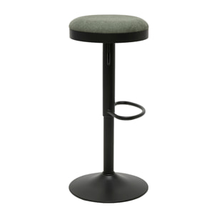Tabourets de bar réglables en tissu chenille vert kaki et métal (lot de 2) THOR