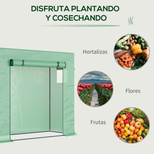 Invernadero Pequeño Invernadero de Exterior con Ventanas y Marco de Acero Invernadero para Cultivar Tomates Plantas Flores 200x76x168 cm Verde