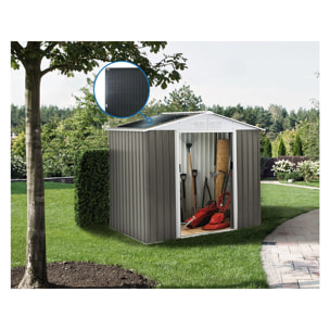 Abri jardin métal "Dallas" - 5,29 m² avec panneaux solaires - Taupe