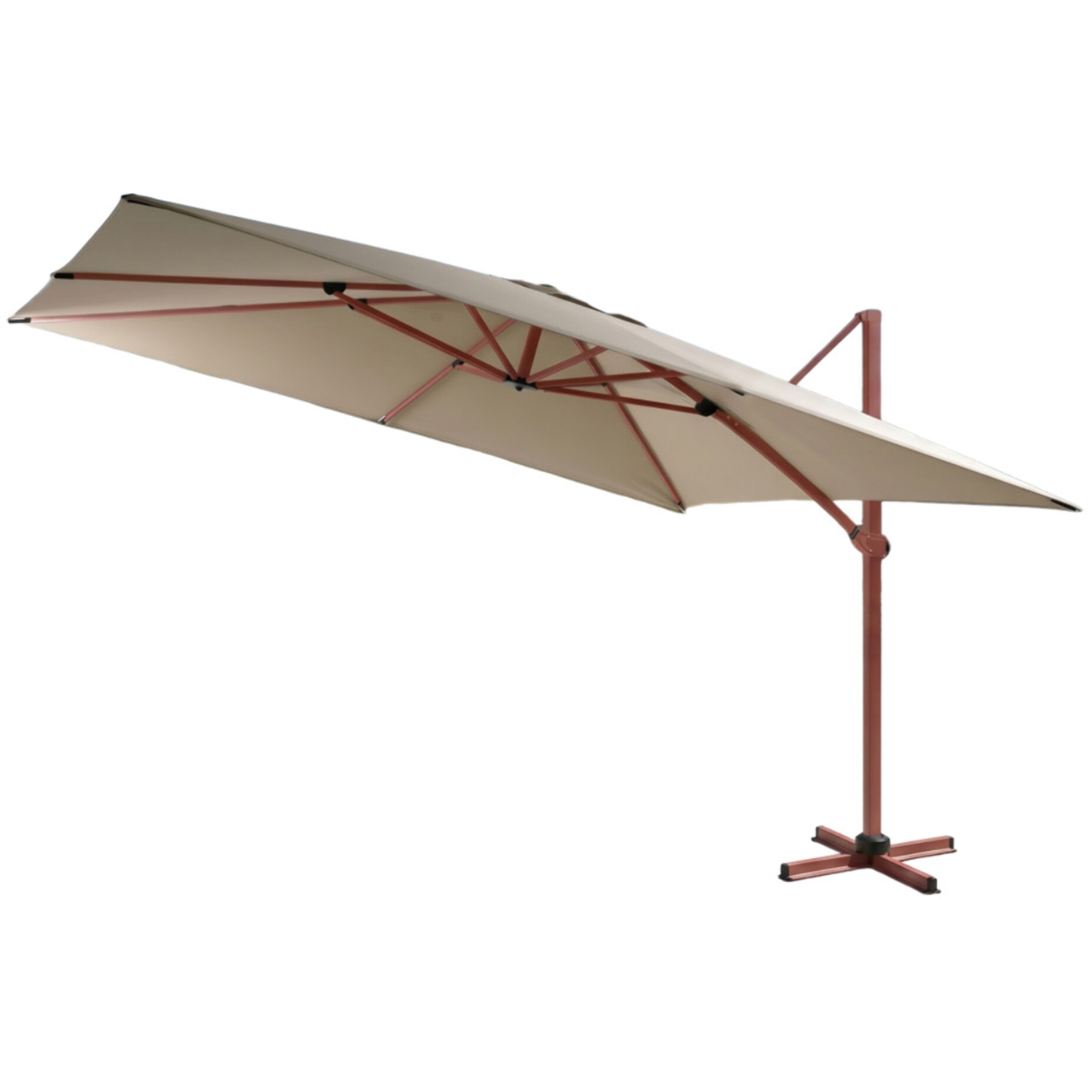 Parasol déporté 3.5x2.6m - terracotta et lin - DIAMANT