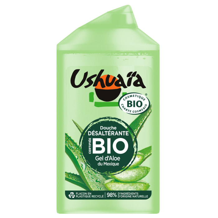 Lot de 12 - Ushuaïa Douche Désaltérante Gel d'Aloe du Mexique Certifiée Bio 250ml