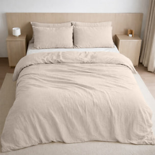 Housse de couette 100% gaze de coton lavé ecru naturel