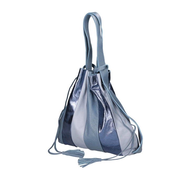 Borsa a spalla da Donna Oceania in Vera Pelle Made in Italy 37x34x6 cm