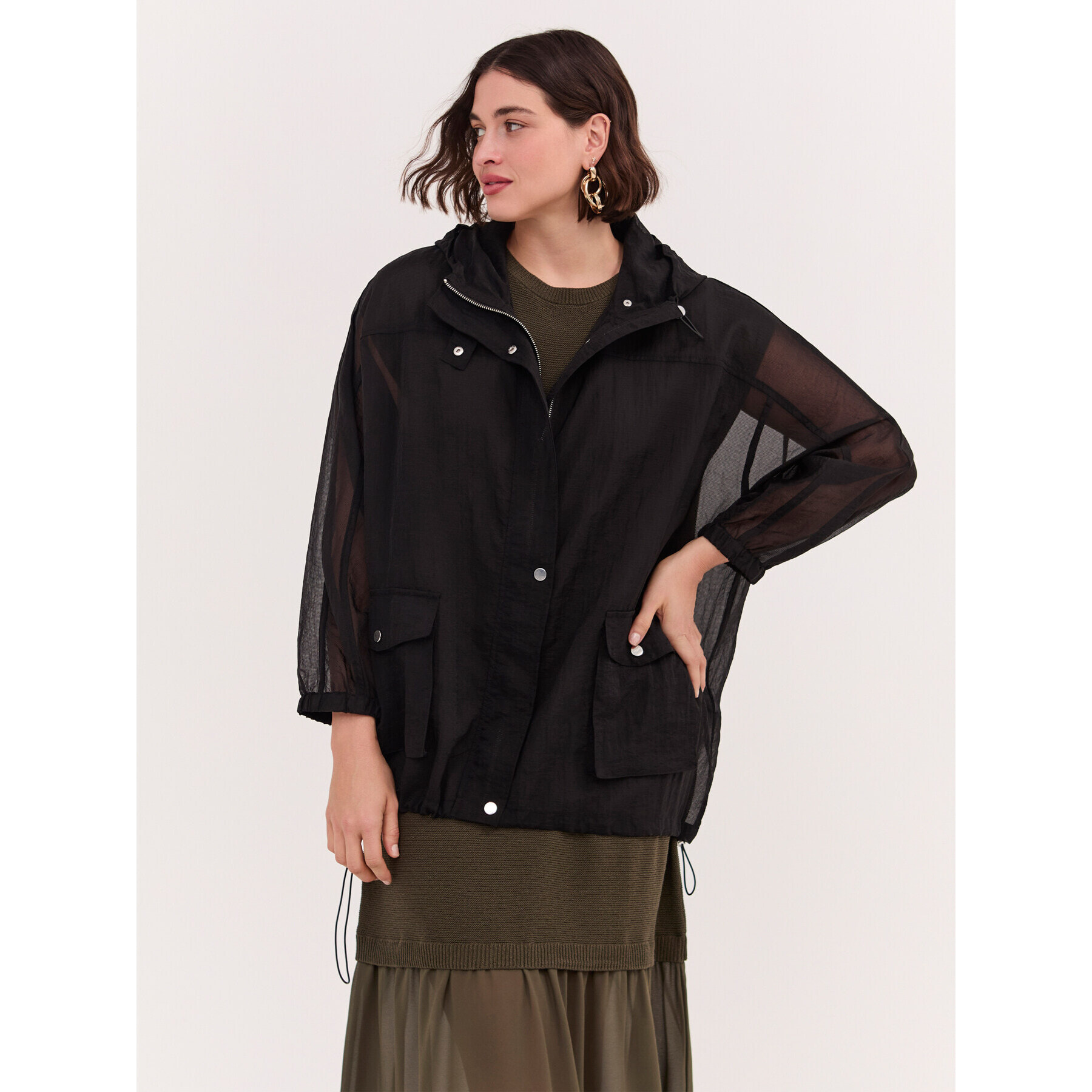 Fiorella Rubino - Parka de voile con capucha - Negro
