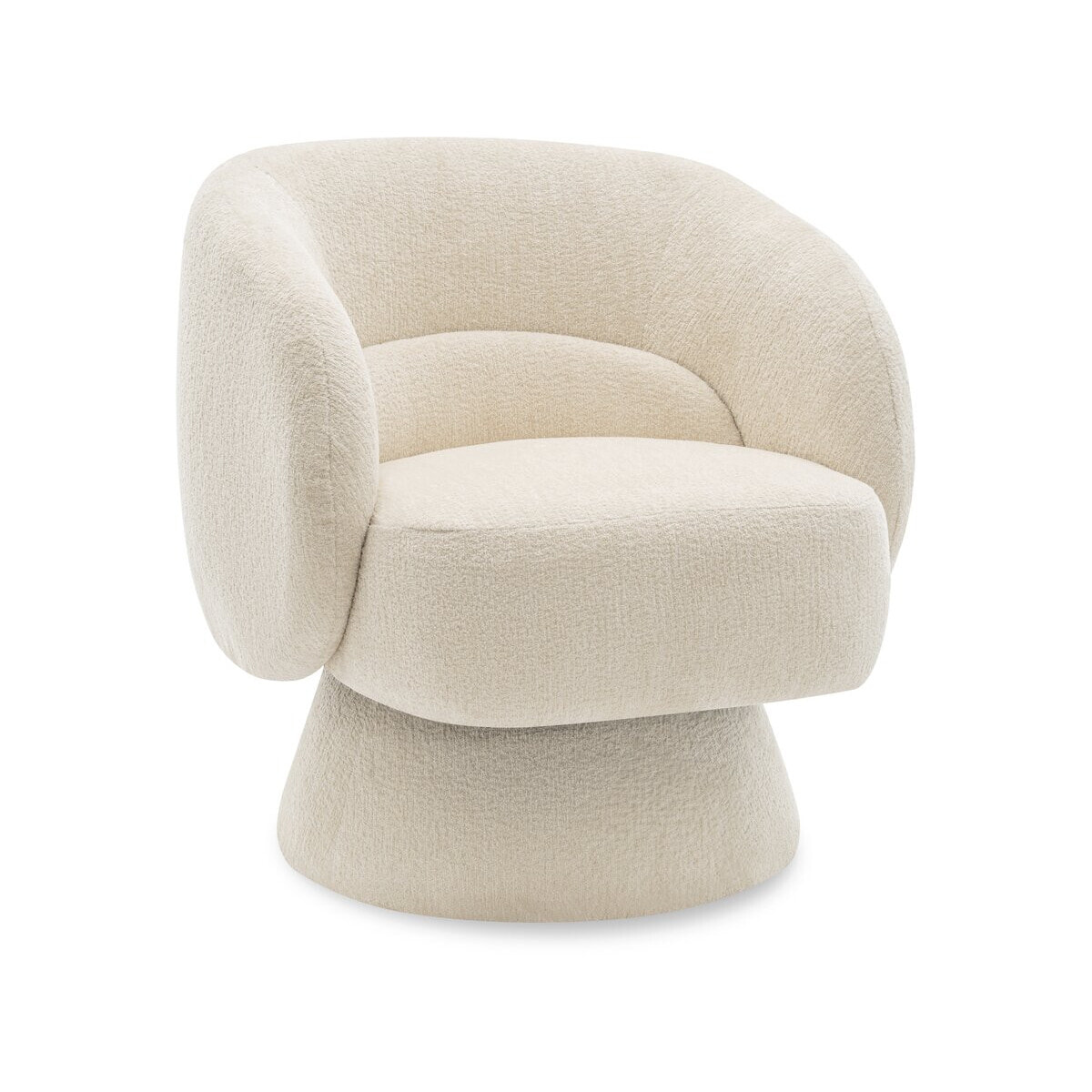 Fauteuil pivotant en tissu bouclette "Franklin" - 74 x 75 x 75 cm - Beige