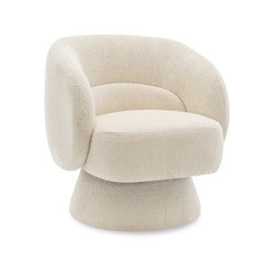Fauteuil pivotant en tissu bouclette "Franklin" - 74 x 75 x 75 cm - Beige