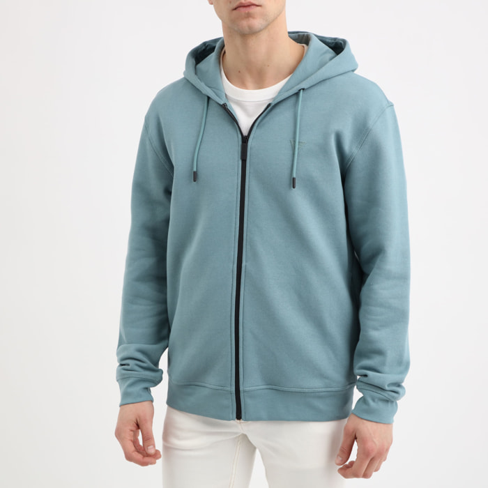 Sweat à capuche Aldwin - coton biologique - logo - vert d'eau
