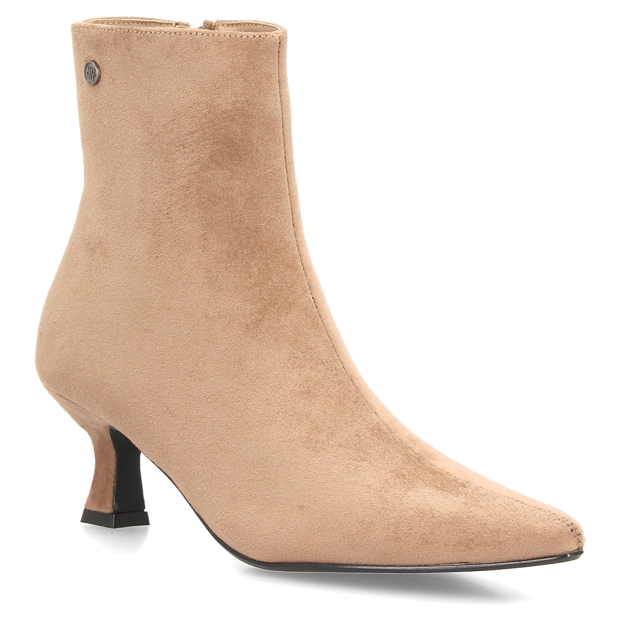 Botin elegante de tacon bajo con cremallera para mujer.