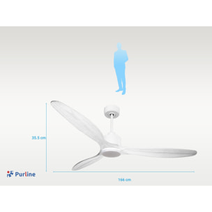 Ventilateur de plafond Réversible  Thermostat Dimmable Wifi Moteur à courant continu Toits en pente Télécommande Lumière à trois tons Hypersilence Mémoire