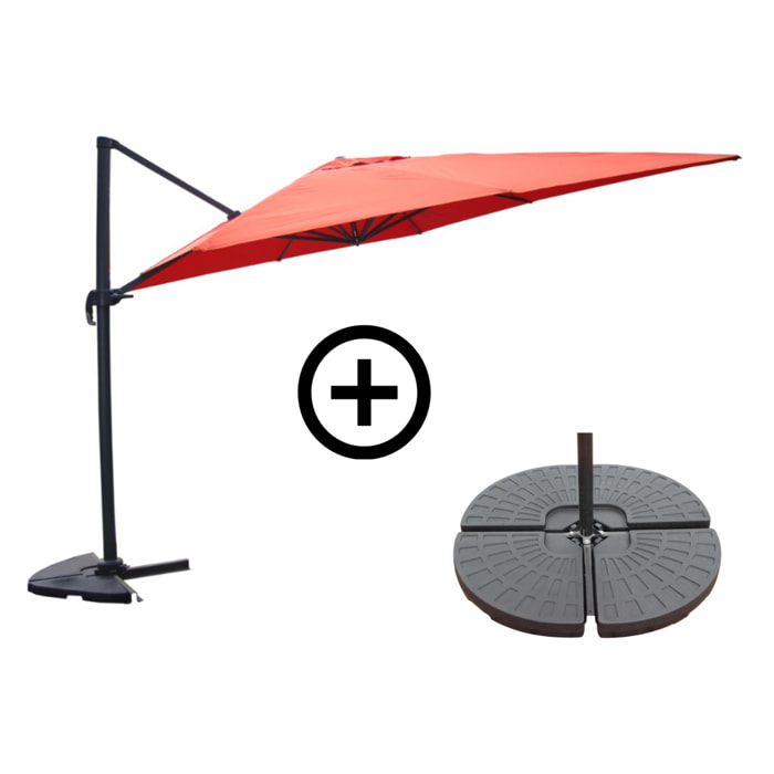 RAFAELA Ensemble parasol  terracotta et 4 dalles à lester
