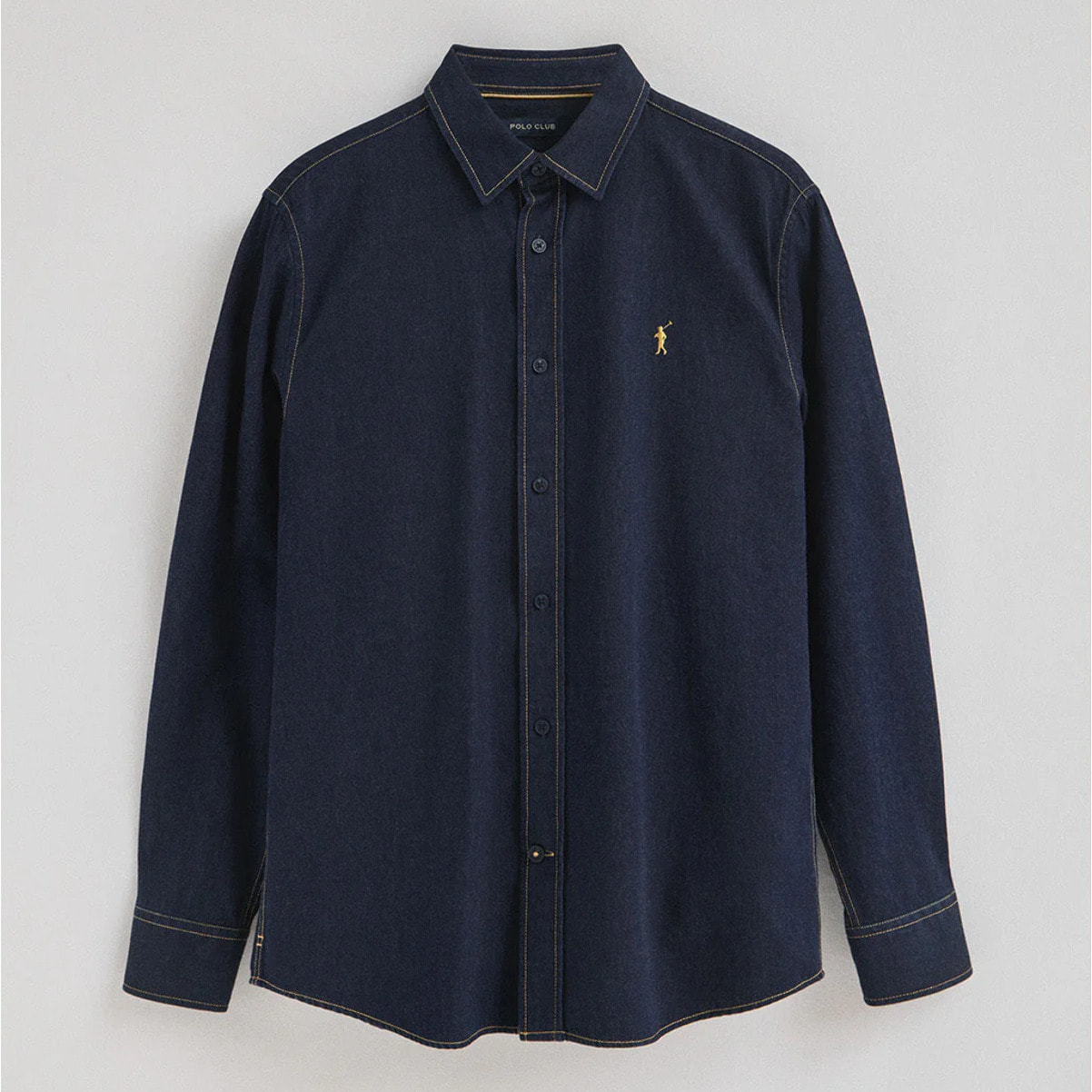 Camisa vaquera azul indigo de corte slim con logo Rigby Go