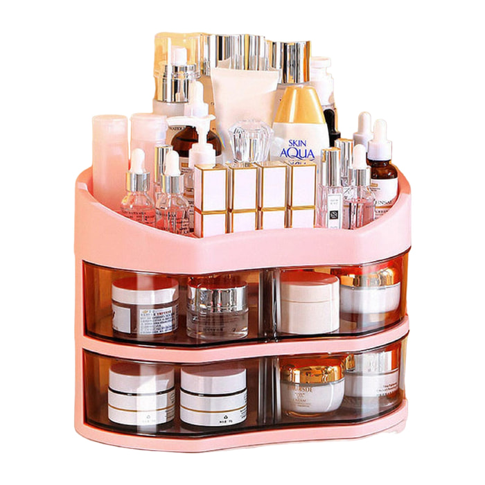 Organizador de maquillaje con cajones giratorios 360º rosa joybos