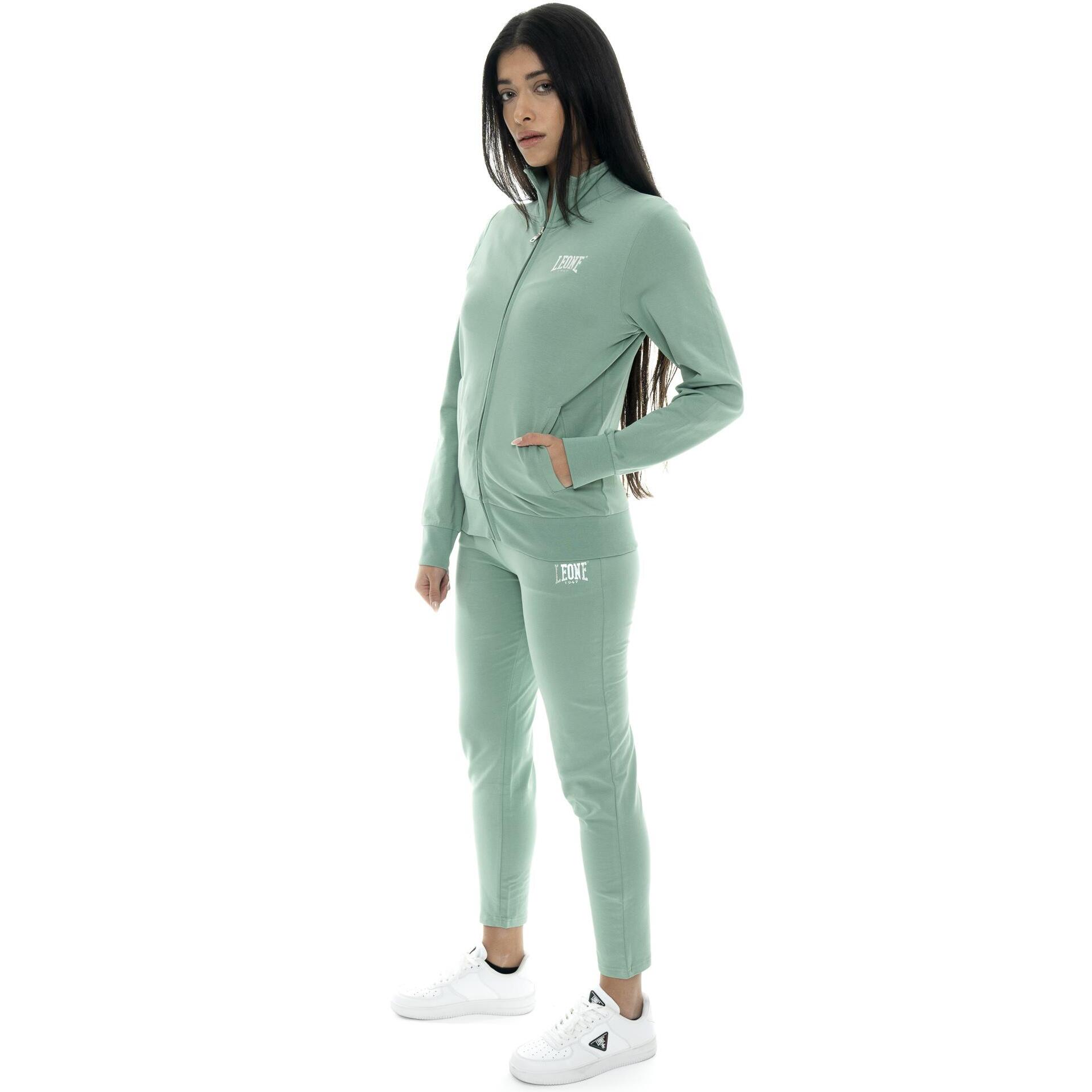 Chándal de mujer de algodón sin forro polar con cuello y cremallera Leone Summer Bright