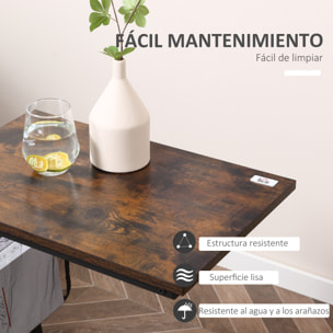 HOMCOM Mesa Auxiliar para Sofá y Cama en Forma de C con Bolsillo de Almacenaje Mesa Lateral de Estilo Industrial para Salón 53x35x64,5 cm Marrón Rústico