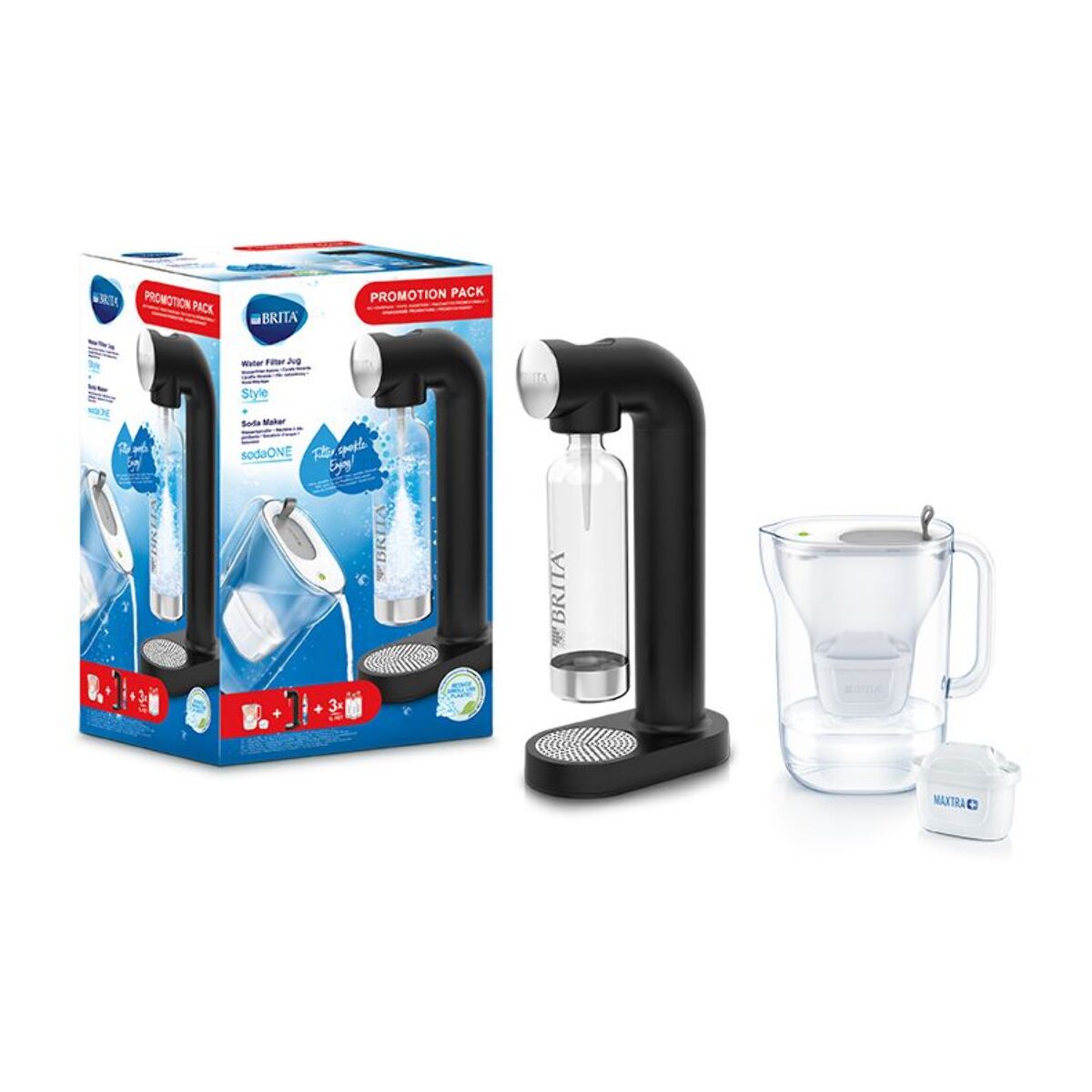 Machine à soda BRITA sodaone + carafe + 3 bouteilles