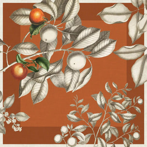 Serviette lin & coton lavé 190 g/m² imprimé beige orange Mandarines rouille