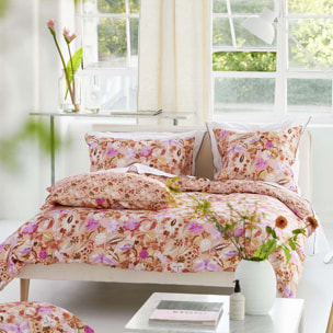 Housse de couette imprimée en satin de coton, GIRADON, Rose clair