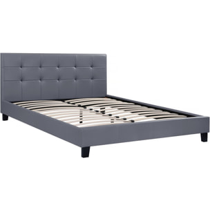 Lit double en pvc "Julia" - 160 x 200 - Gris clair